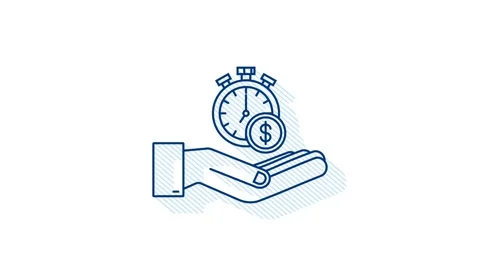 Shadow Timer and money in hands. Clock and bag, time is money, fast loan Vídeo Stock 169308908