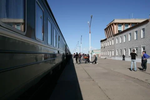 In the shadow of the transsiberian express, Mongolia Stock Photos