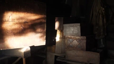 Shadow of the tree on old stuff  in the abandoned house Stock Footage 269685662