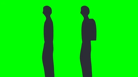 A shadow of two human men walking a cycle loop in dark Stock Footage 286338542