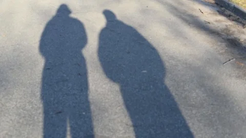 Shadow of two men walking Stock Footage 103824513