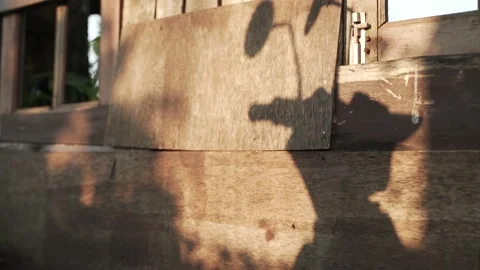 Shadow of vintage motorcycle Stock Footage 160277012