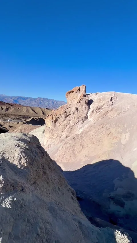 Shadow Walking Illusion Death Valley Artist Palette Stock Footage 332077368