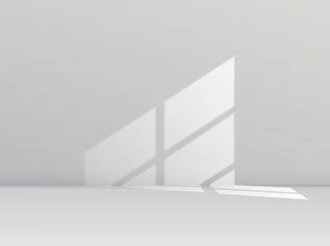 Shadow on wall, sun light from window, realistic overlay effect, window Illustrazione stock