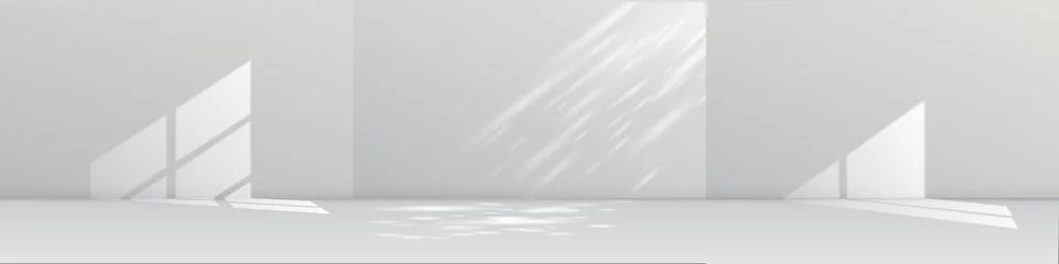 Shadow on wall, sun light from window, realistic overlay effect of reflection Illustrazione stock