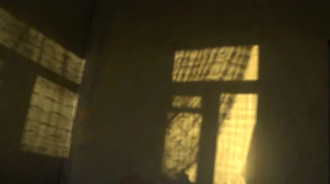 Shadow of the window slides on the old wall. Time lapse Video stock 36494633