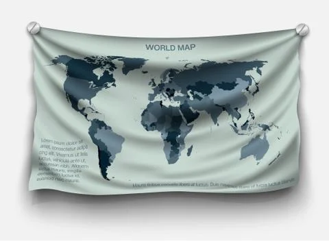 With the shadow of a world map on the flag of the fabric Stock Illustration
