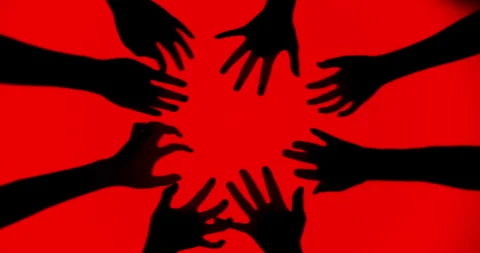 Shadow of a zombie's hand in red scene. Stock Footage 272717125