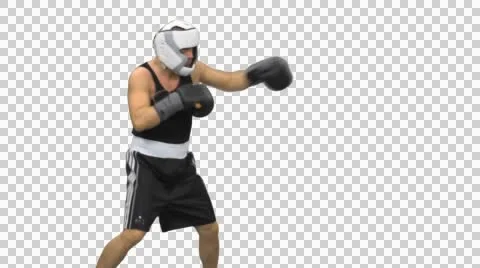 Shadowboxing. Boxer training various punches, Full HD shot, Alpha channel Stock-Footage 50198892