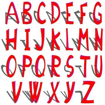 Shadowed alphabet shadowed alphabet, vector art illustration; more alphabe... Foto stock