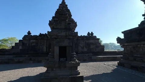 Shadowed stone courtyard and gateway reveal the historic shrines and sacred.. Stock Footage 341542597