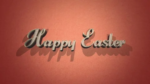 Shadowed text wishes Happy Easter on light orange background Stock Footage 258732589