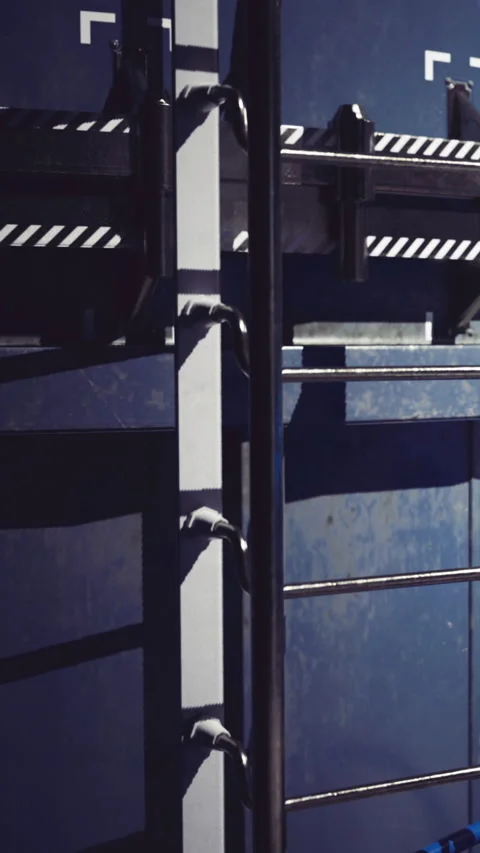 Shadows and lines create intrigue in a modern industrial setting Stock Footage 331838862