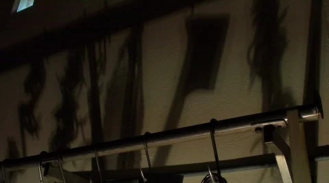 Shadows butcher attributes wall Stock Footage