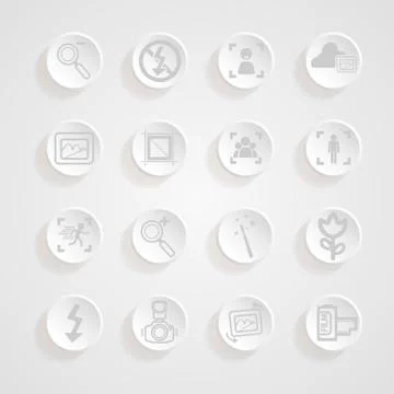 Shadows button camera icons set Stock Illustration