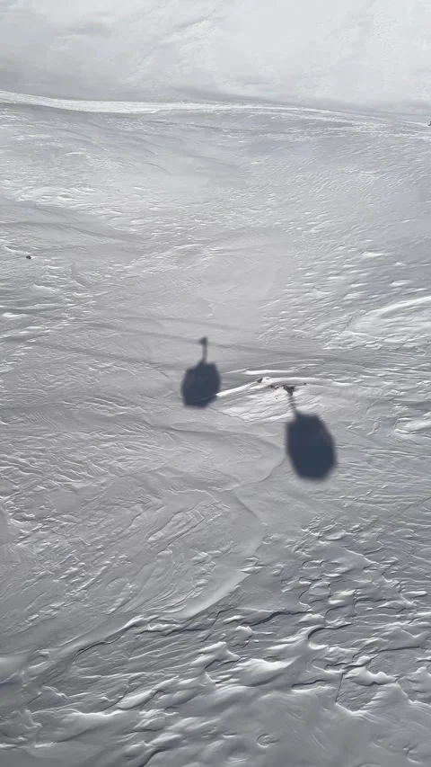 Shadows of a cable car on the snow in Gudauri, Georgia Stock-Footage 322812555