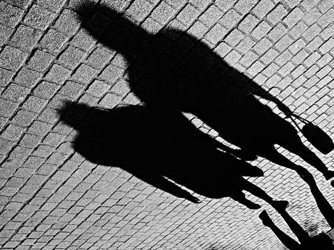 Shadows on Cobblestone Foto stock