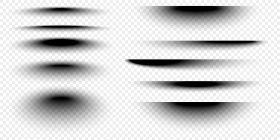 Shadows effects set. Different realistic soft black shapes. Divider lines, round Stock Illustration