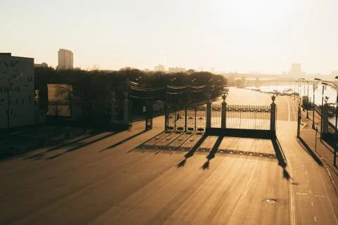 Shadows of gates on the sunset Stock Photos