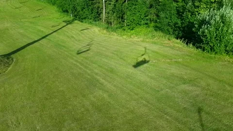 Shadows on the ground from the mountain cableway in summer sunny day Stock Footage 194446735