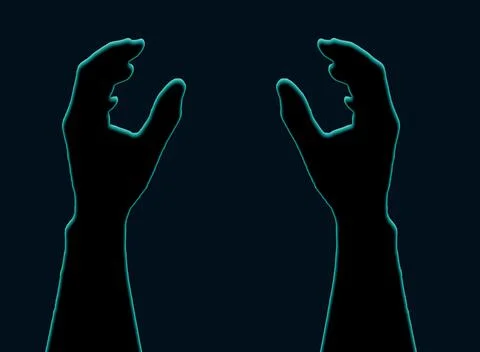 The shadows of the hands simulating Photography Stock Photos