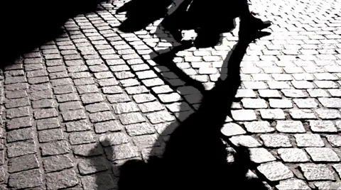 Shadows of legs on pavement Stock Footage 33648739