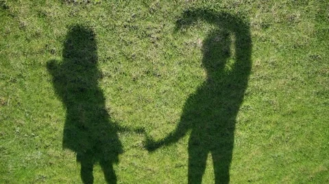 Shadows make a heart over grass Stock Footage 65616301