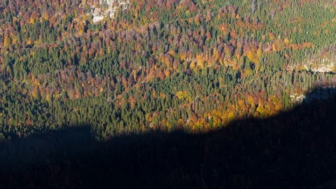 Shadows Move over Forest Mountains during Nightfall Stock Footage 127181121