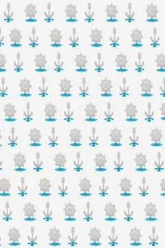 Shadows pattern from marine symbos of wheels and anchors. Stock Photos