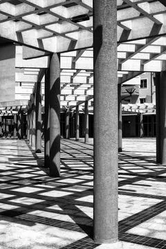 Shadows of pillars in building Stock Photos