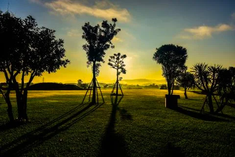 Shadows in the sunrise. Stock Photos