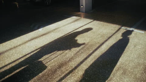 Shadows of two people making a secret deal in a parking garage 스톡 동영상 335473953