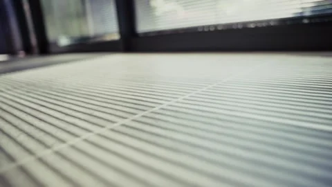 Shadows of window shutters or venetian blinds on apartment or house floor Stock Footage 311709092