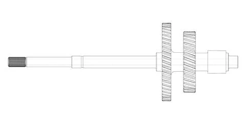 Shaft with gear wheel. Vector Illustration