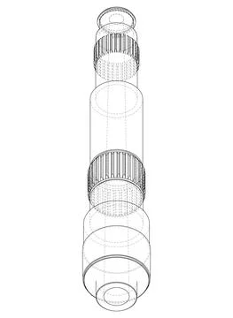 Shaft with gear wheel. Vector Illustrazione stock
