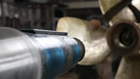 On the shaft they put the propeller from the ship Video stock 87389153