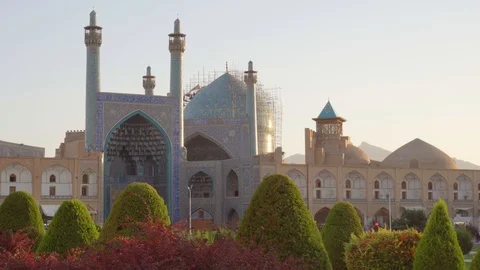 The Shah Mosque (Imam Mosque) at sunset, Isfahan, Iran Stock Footage 100030252