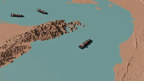Shahed drone attack on tanker in the Strait of Hormuz - 3D animation Vídeos de archivo 331606445