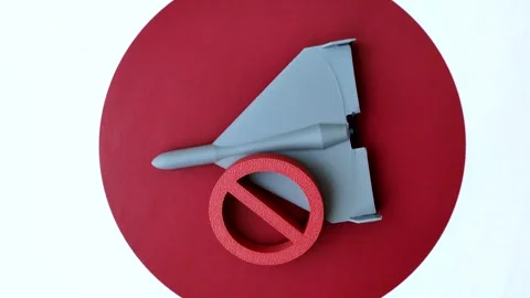 A Shahed drone featuring a prohibition symbol on the Japanese flag as a conceptu Stock Footage 337825602