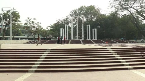 The Shaheed Minar is a national monument in Dhaka . Stock Footage 148392380