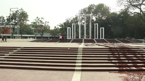The Shaheed Minar is a national monument in Dhaka . Stock Footage 148392407