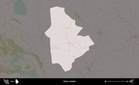 Shahr-e Babak highlighted, Iran. Topographic Standard Stock Illustration