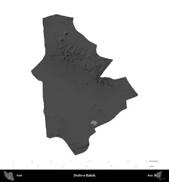 Shahr-e Babak, Iran, isolated on white. Grayscale Stock Illustration