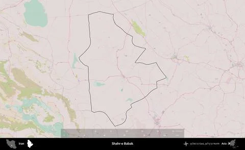 Shahr-e Babak outlined, Iran. Topographic Standard Stock Illustration