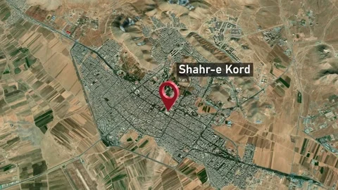 Shahr-e Kord City Map Zoom (Iran) from Space to Earth Video stock 276913172