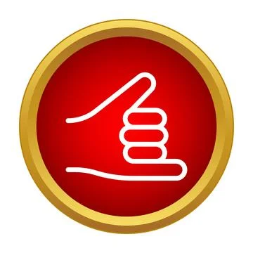 Shaka hand calling gesture with red round button 库存插图