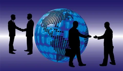 Shake hand digital globe background beautiful banner wallpaper design illustr Stock Illustration