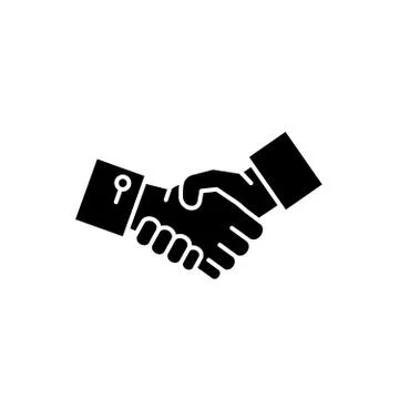 Shake hands black icon, vector sign on isolated background. Shake hands concept Stock Illustration