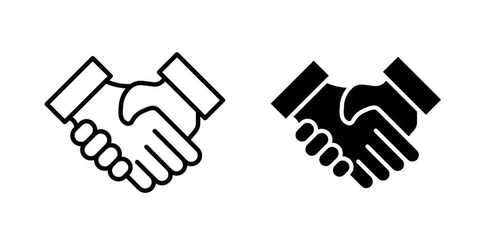 Shake hands icon set modern line and solid style collection. Stock Illustration