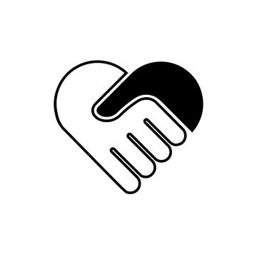 Shake hands with love icon line vector design illustration template Stock Illustration